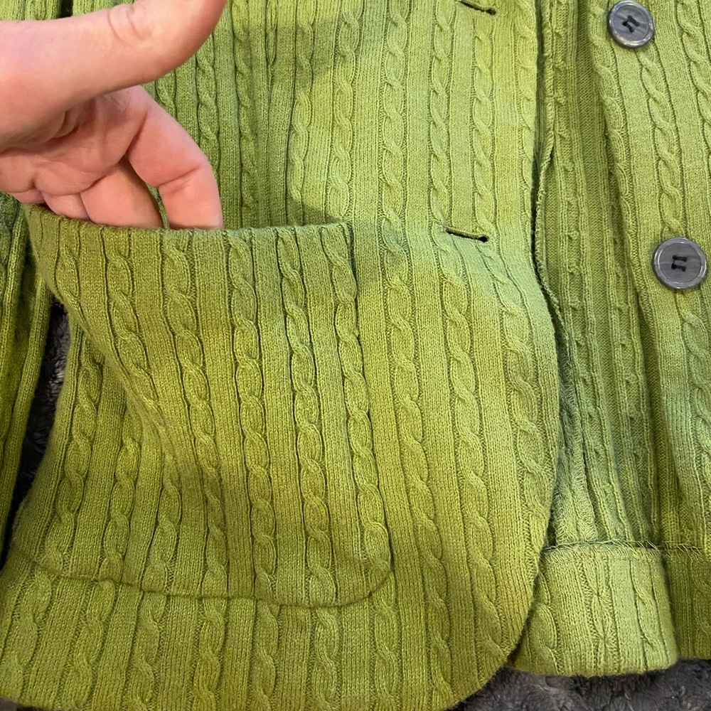 Sold Mercari Adorable New avacado green cable knit jacket blazer szS - Picture 7 of 10